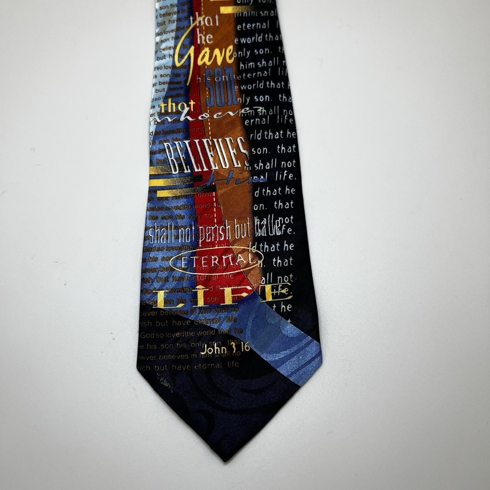 Vintage Steven Harris Hand Made John 3:16 Neck Tie Religious Preacher Pastor - Picture 2 of 6